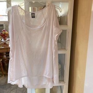 Medium Free People Light pink top with cold shoulder sleeve or slit sleeve.